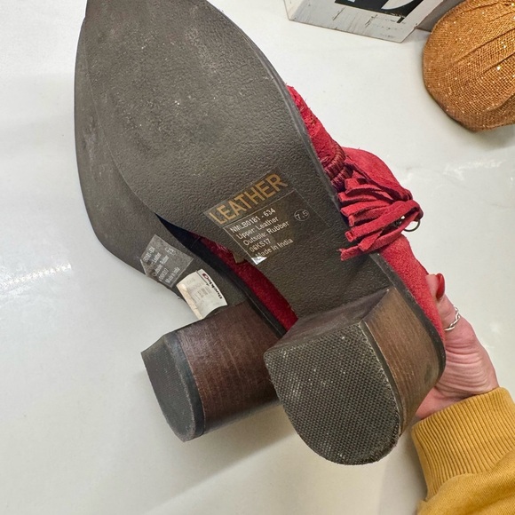 Naughty Monkey Red Suede Tassel Ankle Booties – Women’s 7.5 - Picture 8 of 8